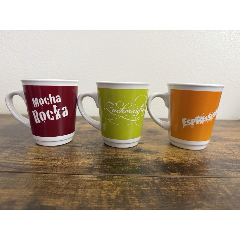 McCafe McDonald's‎ German Coffee Mug Cup Red Orange Green White 2010 Germany EUC
